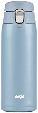 Emsa N21518 Travel Mug Light Isolierbecher, Fassungsvermögen: 0,4 L, extra-schlankes Format, Leichtgewicht, Edelstahl, Klappverschlusssystem, 100% dicht, 8h heiß/16h kalt, Eisblau