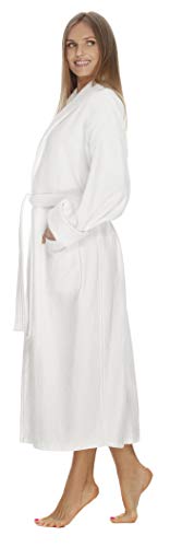 Terry Cloth Bathrobe by BOCA TERRY, Luxury Robe for Women, Plush White Cotton Hotel Spa Robes, M/L & 2X2