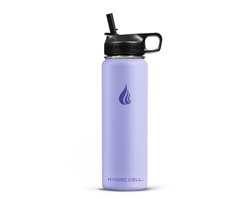 Image of HYDRO CELL Stainless Steel Insulated Water Bottle with Straw - For Cold & Hot Drinks - Metal Vacuum Flask with Screw Cap and Modern Leakproof Sport Thermos for Adults (Lilac 24oz)