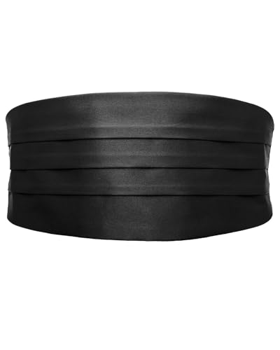 KGDUYC 1 pcs ceinture de Smoking en Satin ceinture de Smoking Noire pour Homme pour Chemise de Costume Smoking, Bande réglable - Noir