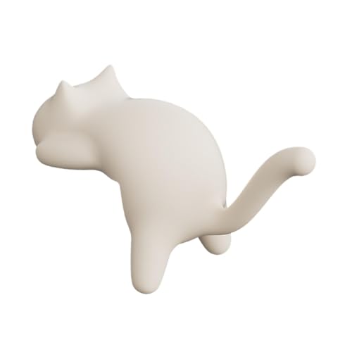 KiBcsLic Gancho em formato de gato para suporte de mochila escolar de borda de mesa autoadesivo para armazenamento e organização, Branco