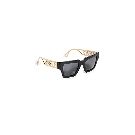 Versace Óculos de sol femininos armação preta, lentes cinza escuro, 50 mm