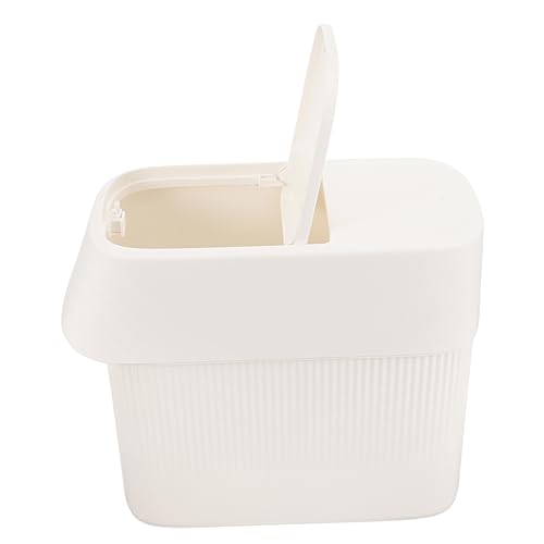 Caneca de basura estrecha con tapa color blanco