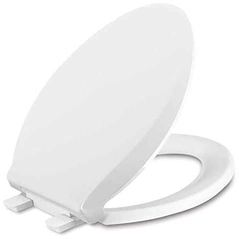Elongated Toilet Seat, Slow Close Quick-Release Hinges, Heavy Duty Soft Close, Oval(Oblong) Toilet Seat For Elongated Toilets, Quiet-Close Lid And Seat, Easy To Install And Clean, Never Loosen, White Cover