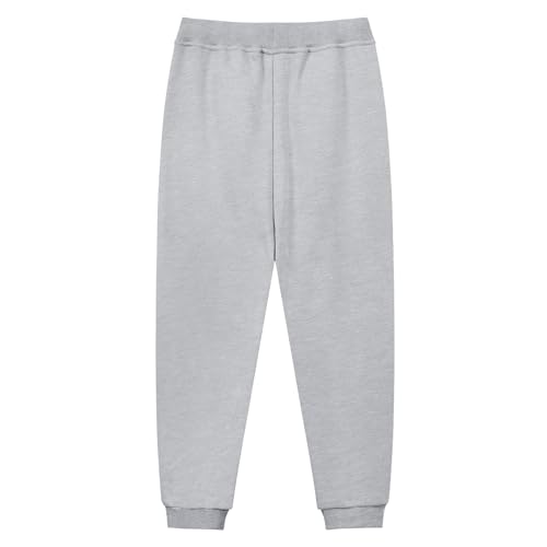 QBK Toddler to Youth Soft Brushed Fleece Jogger Sweatpants Kids Pants with Pockets for Boys and Girls（Heather Grey 11-12Y ）2