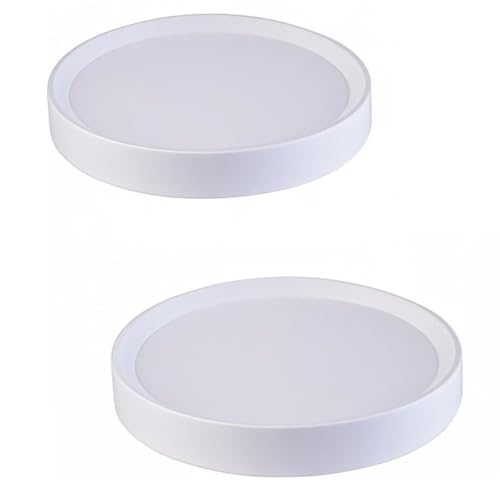 KangTeer 2-Pack Plant Caddy with Hidden Wheels, 14.8 Inch Round White Mobile Tray for Large Pots, Air Purifiers & Indoor Outdoor Decor