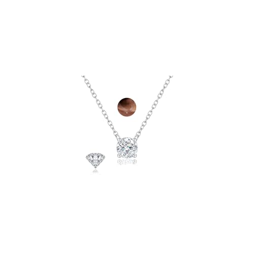 GEMQUEEN 925 Sterling Silver Moissanite Necklace Hypoallergenic : 18K White Gold Plated Pendant Necklaces Dainty Chain Choker Jewelry Gifts for Women Trendy D Color VVS1 Clarity 1CT