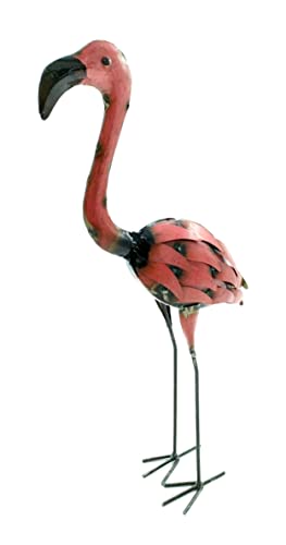 Metall Dekofigur Flamingo 22 x 51cm rosa Garten-Figur Deko Skulptur...