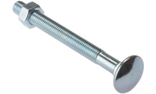Image of Merriway BH02154 Carriage Bolts with Nuts, M8 x 100mm (5 /16 inch x 4 inch) - Zinc Plated, Pack of 2