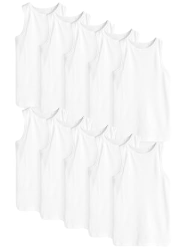 NEXT Niños Pack de 10 camisetas sin mangas de algodón orgánico Blanco 3 Años 4 Años
