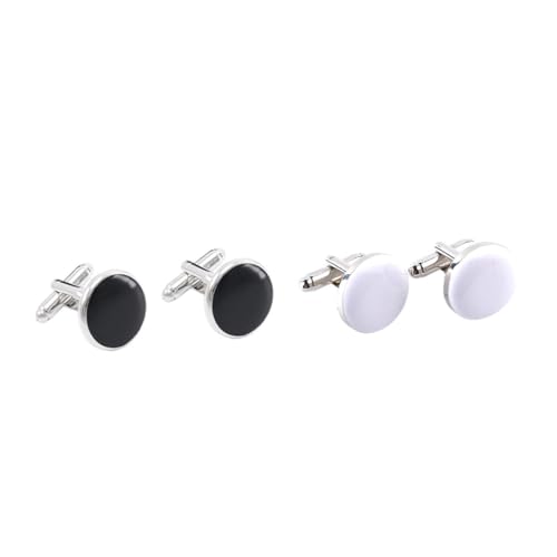 PACKOVE 1 Juego Gemelos Puños Padrinos De Boda Sujetadores De Ropa Smoking Campo De Golf Botón De La Camisa Traje Para Hombres De Plata Botón De Camisas Masculinas Black Aleación 2 Pares