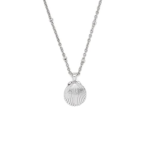 Pura Vida 18" Silver Satellite Shell Necklace - Adjustable Length, Brass Base - Brand Charm, 3" Extender #TOP13