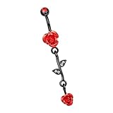 ZPGVWXKO Piercing de Ombligo Anillo Colgante Acero Inoxidable Joyería Curvada Elegante Diseño Original Adecuado para Mujeres Regalos Cumpleaños Festivid, Flor, unico