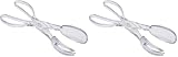 KitchenCraft Salatzange Kunststoff, Servierbesteck, Salatbesteck Zange mit Gabel und Löffel, Langstielige Küchenzange, Spaghettizange, Transparent, Plastik, 29 cm (Packung mit 2)