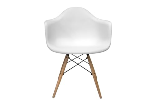 Inmod Molded Plastic Armchair with Wood Legs, Set of 2,