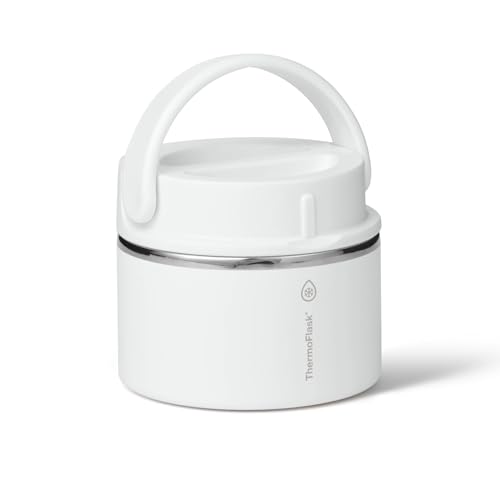 Image of ThermoFlask Insulated Food Jar with Leakproof Lid (12 oz, White) - Stainless Steel Food Containers for Hot & Cold Meals, Lunch, Soup & Snacks