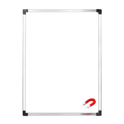 Image of ALKOSIGN Platinum Series Magnetic White Board (1.5 x 2 Feet) Resin Coated Surface, Magnet Friendly White Board, Dry Erase, Writing Board, Smart Board, for Teaching, Home, Kids Study Room, Cafes etc.