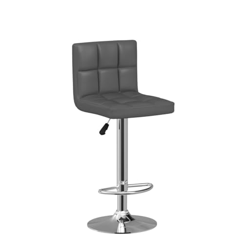 Image of Furmax Bar Stools Modern Pu Leather Swivel Adjustable Hydraulic Bar Stool Square Counter Height Stool Set of 2 (Gray)