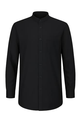 Camisa Camarera Manga Larga Cuello Mao - 8271 (FR/ES, Letras, S, M, Regular, Regular, Negro -1)