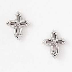 Rhodium Plated Earring - Twist Cross