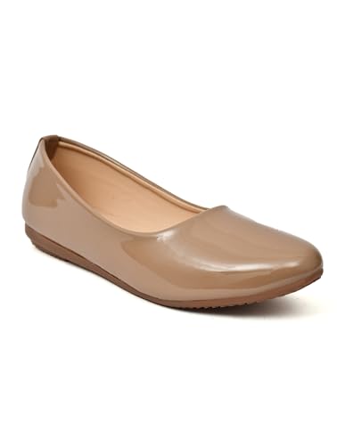 Image of MISS London Women's Bellies | Patent Leather Flats for Casual & Office Wear | Stylish & Comfortable | TPC Sole