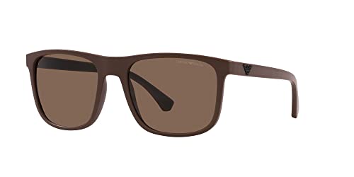 Emporio Armani Men's EA4129 Square Sunglasses, Matte Brown/Dark Brown, 56 mm2