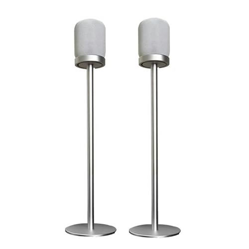 Soporte de pie para Altavoz Compatible con Apple HomePod Generación 1 y 2 (Solo Soporte) Aleación de Aluminio, Apariencia Mate, Cable de alimentación Oculto, instalación fácil (Plateado 2 PCS)