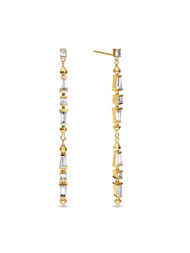 Miniatura 5 de SINGULARU - Pendientes Long Iris Colors. Latón con Baño en Oro de 18 Kt y Circonita. Joyas Para Mujer.