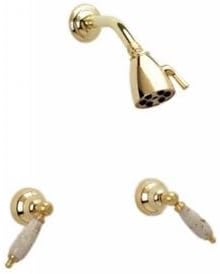 Phylrich K3158D_004 - Carrara Two Handle Shower Set, Beige Marble Lever Handles