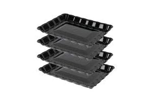 Black Serving Trays for Parties, Rectangle 9X13, Durable Plastic Reusable Trays for...