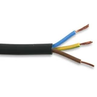 Image of WCC® 3183Y 3 Core 0.75mm 1mm 1.5mm 2.5mm Round Flexible Cable Black Mains Wire PVC LED Lighting, Extention Leads - Basec Approved - All Lengths and Sizes (10 Meters, 2.5mm)