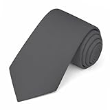 Jacob Alexander Solid Color Mens Tie - Comfortable Soft-lined Satin Microfiber Necktie - Timeless Formal Look for Weddings, Business and Events - (Regular Size - Charcoal Gray)