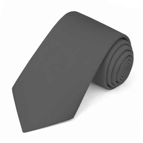 Jacob Alexander Solid Color Mens Tie - Comfortable Soft-lined Satin Microfiber Necktie - Timeless Formal Look for Weddings, Business and Events - (Regular Size - Charcoal Gray)