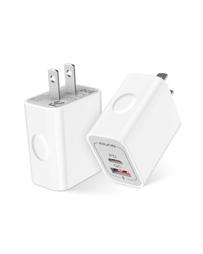 Image of USB-C Charger Block 20W Dual Port with USB-A and USB-C, 2 Pack | Fast Charging Box, Dual Port Phone Plug, Multi Pack, 20W Power Adapter, USBA & USBC Cube Wall Outlet for Apple iPhone Android