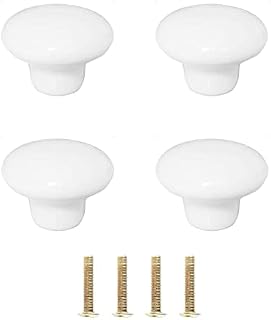 ShipeeKin 4X White Door Knob Cabinet Retro Round Ceramic Drawer Cupboard Kitchen Pull Handle 32mm