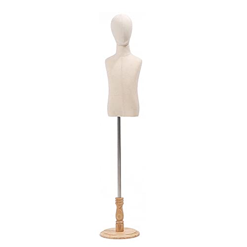 Niño maniquí de busto ajustable con base de madera maciza para tienda de ropa de dos años 2