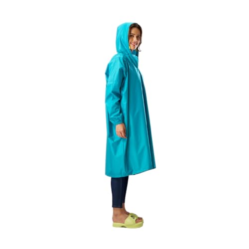 Image of ZEEL Unisex Outdoor Rain Poncho for Adult, Waterproof, Lightweight & Packable, Polyester Pullover Full Sleeves Hooded Rainwear, Raincoat for Camping, Hiking, Travelling (AZ33, Free Size, Columbia)