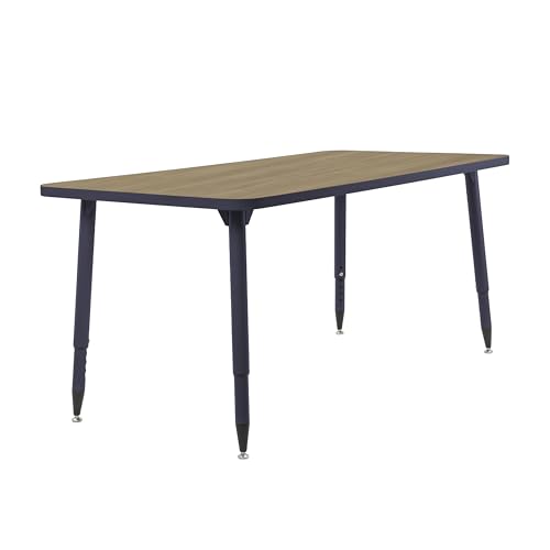 Image of Adapte Commercial Classroom Activity Table - 30 inch x 60 inch Rectangle, ADA Compliant Tapered Legs with Glides & Casters, Adjustable Height 22-34 inch Wheelchair Accessible, School & Office Furniture