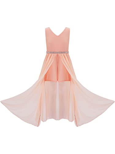Kids Girls V Neck Sleeveless Romper Dress Jumpsuit Special Occasions Maxi Dress Junior Bridesmaid Gown