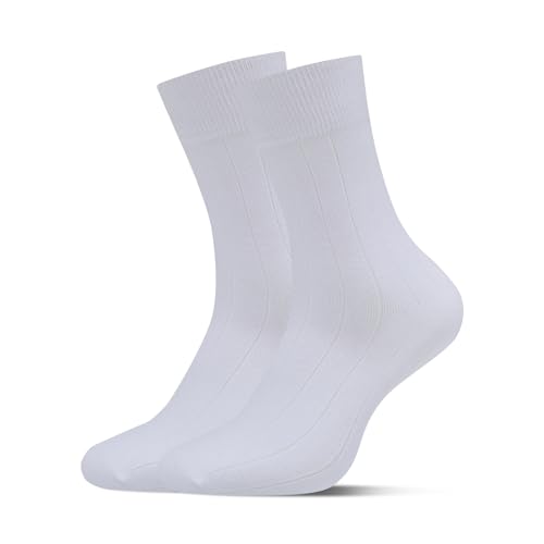 LMHCISO Mens Crew Dress Socks Ribbed White Anti Odor Socks Size 8-13