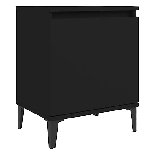 vidaXL Comodino con Gambe in Metallo Nero 40x30x50 cm