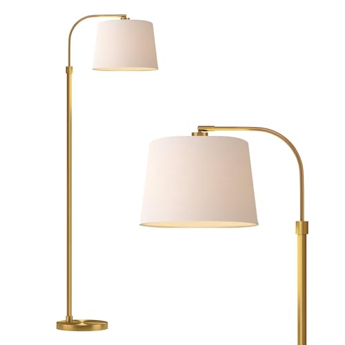 Oneach 62″ Gold Floor Lamp for Living Rooms Tall Arc Standing Lamps for Bedrooms Industrial Corner Nursery Girls Kid Vintage Mid-Century Modern Reading Light Office Antique Brass Shade Lantern