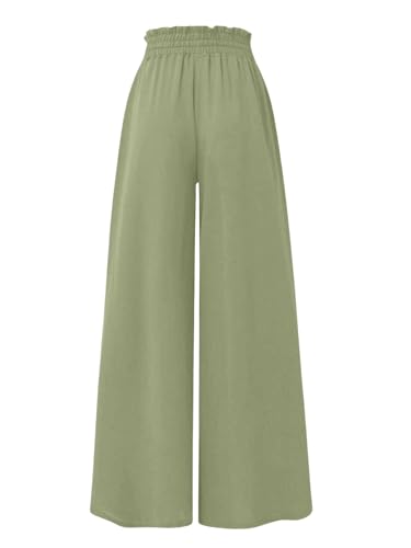 Women's Casual Wide Leg Culottes Pants Comfy Drawstring High Elastic Waist Palazzo Pants3