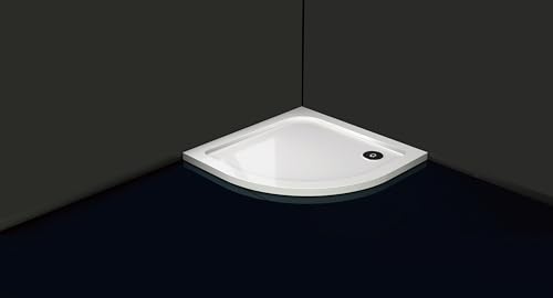 Quadrant Offset White Stone Shower Tray for Shower Enclosure Slimline Heavy with Waste (Size: 900 x 900mm)