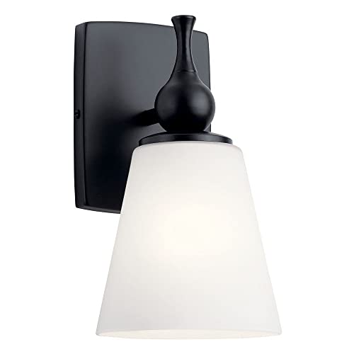 Kichler Cosabella 6 Inch 1 Light Wall Sconce with Satin Etched Case Opal in Black