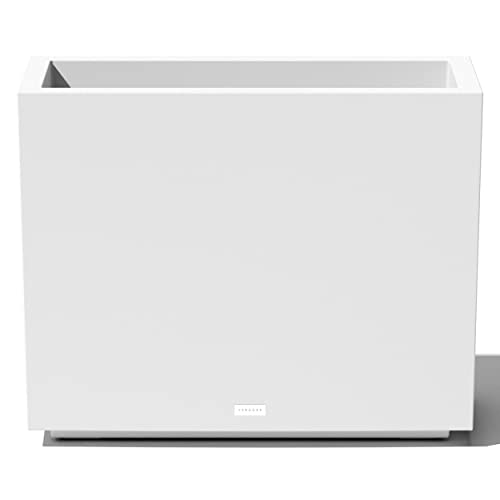 Image of Veradek Block Series Span Plastic Planter - Tall Rectangular Planter for Indoor or Outdoor Patio /Porch, White, 24.25 in Height, 12 in Width, 30 in Length