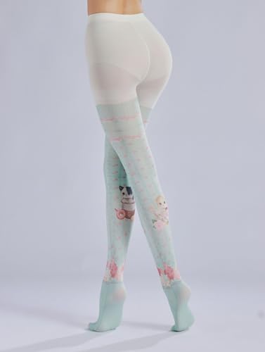 Image of Sahabowi Women's Sheer Tights, Digital Print Designs Stockings