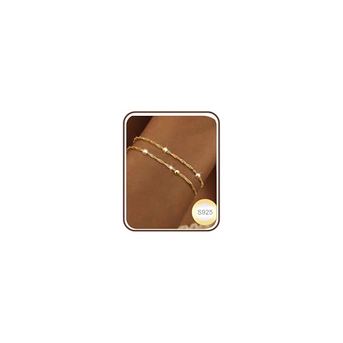 Chriscoco Pulsera Mujer Plata Ley 928 Ajustables Pulsera Plata Pulseras Doradas Apilables Pulseras de Oro con Circonitas para Mujer