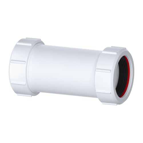 Image of 40mm Waste Pipe Connector, Adjustable Straight Compression - PlumbEZ | White compression fitting for plastic, copper and lead pipe, no glue or tools needed