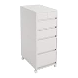 Cassettiera 6 Cassetti ABS Bianca 65x37,5x27cm Mobile Contenitore Ruote